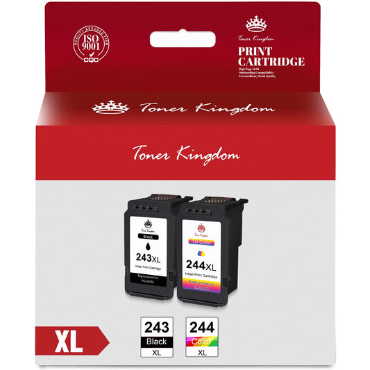 Tonerkingdom PG243 CL244 PG-243 CL-244 Black/Color Ink Cartridge for Canon Series Printer