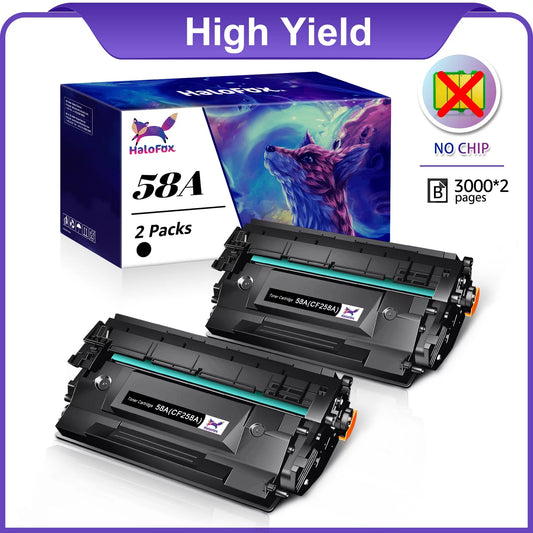 58A CF258A Toner Cartridge Replacement for HP Printer NO CHIP(Black, 2 Pack)