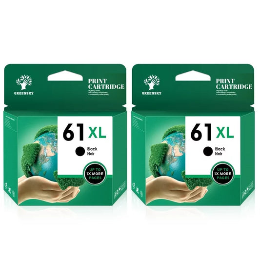 Greensky Black Ink Cartridge 61 Replacement for HP 61XL Black Ink for Envy 4500 5530 5535 5534 DeskJet 2540 1010 1000 OfficeJet 4630 2620 4635 (2 Pack)