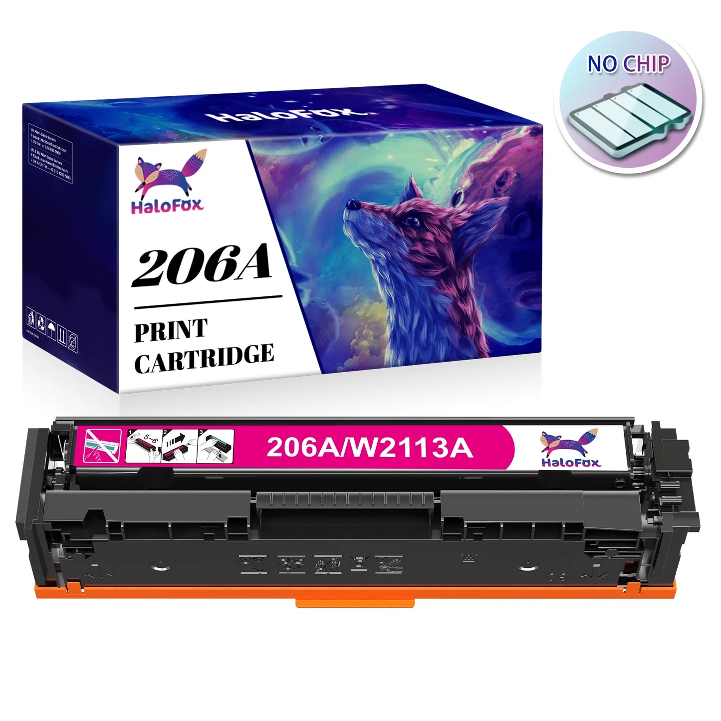 206A Toner Cartridge for HP Printer,Magenta,1 Pack(No Chip)