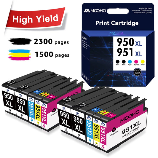 Mooho 950XL 951XL Ink Cartridges Replacement for HP (Black Cyan Magenta Yellow, 10-Pack)