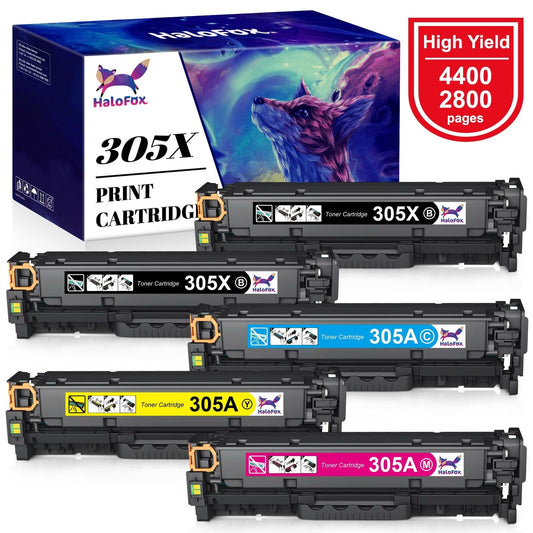 HP 305X Toner Cartridges HP CE410X 305A(2Black, Cyan, Magenta, Yellow, 5-Pack)