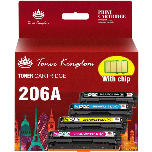 206A Toner Cartridge(With Chip)Replacement for HP Printer Ink (Black Cyan Yellow Magenta, 4-Pack)