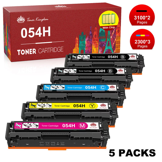 054 CRG 054H Toner Cartridge for Canon (2 Black, Yellow, Cyan, Magenta, 5-Pack)