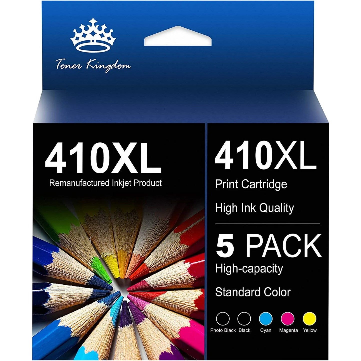 410XL T410 410 Ink Cartridges High Yield for Epson Printer (5 Pack, Black, Cyan, Magenta, Yellow, Photo Black)