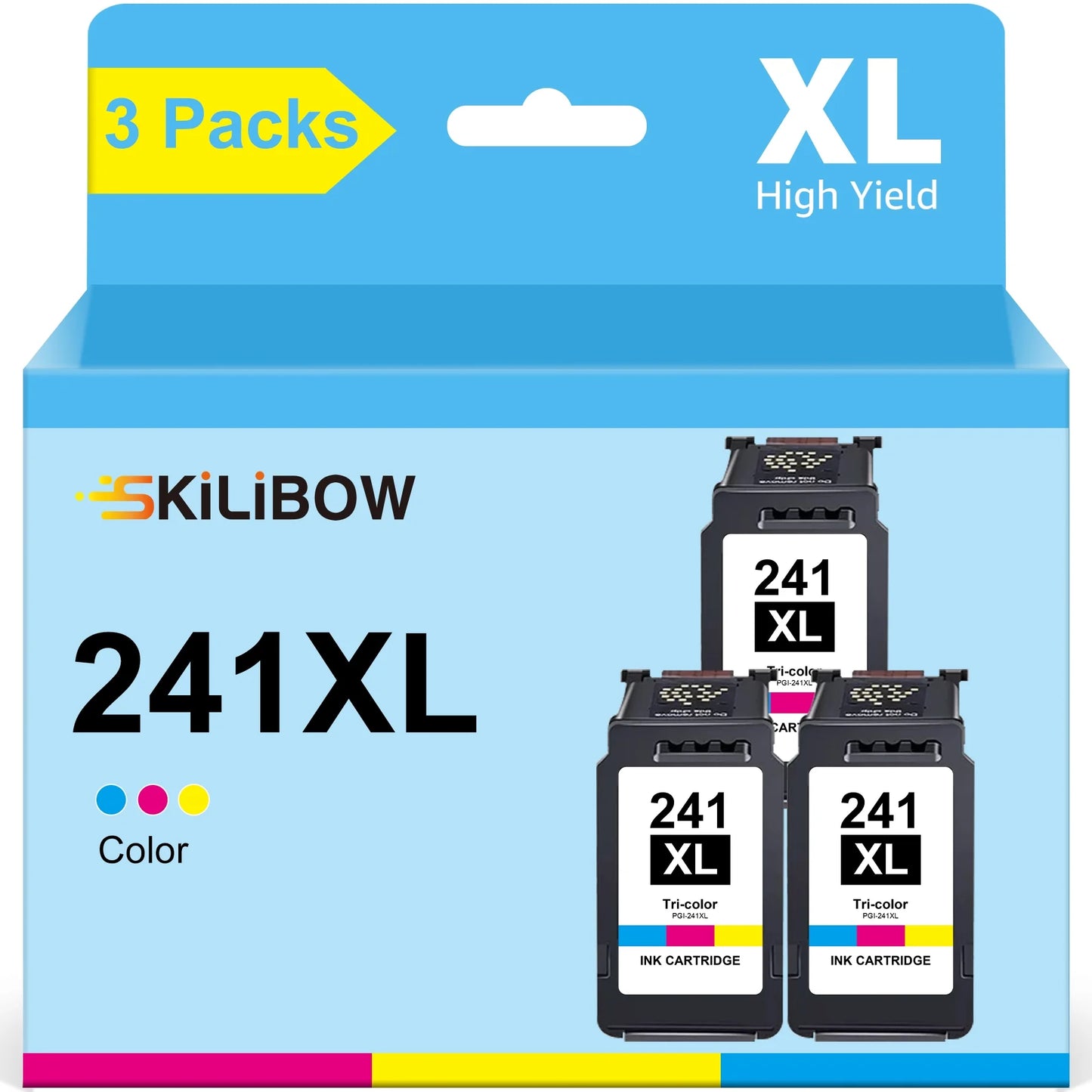 241XL 241 Ink Cartridge for Canon Ink 241 CL-241XL for Canon PIXMA MG3620 MG3520 MX452 MX532 MX472 MX512 Printer (3 Tri-Color)