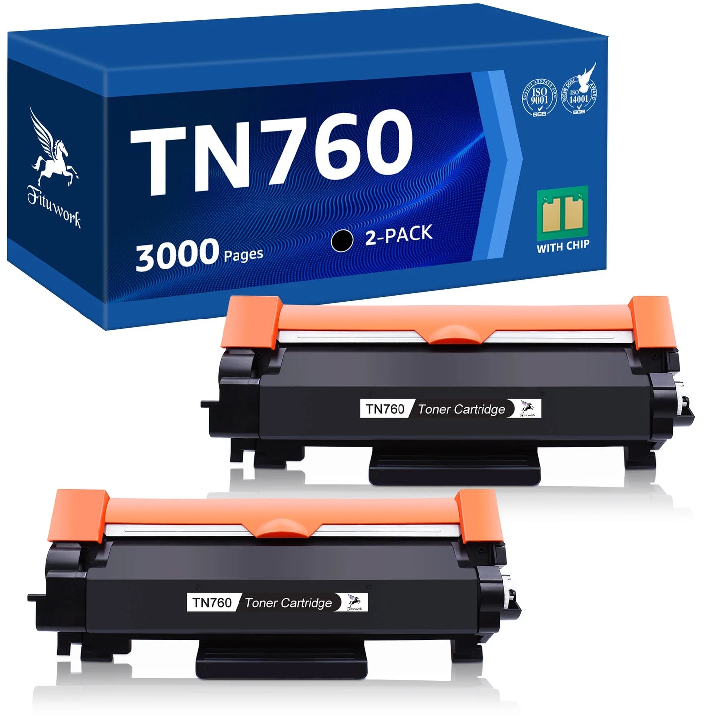 TN760 Toner Cartridge Replacement for Brother TN760 TN-760 TN730 TN-730 for MFC-L2710DW MFC-L2750DW HL-L2370DW HL-L2395DW DCP-L2550DW HL-L2350DW Printer Toner Cartridges(2 Black)