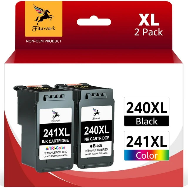 240XL 241XL Ink Cartridges for Canon ink 240  Pixma MG3620 TS5120 MG2120 MG3520 MX452 MX512 MX532 MX472 (1 Black, 1 Tri-Color)