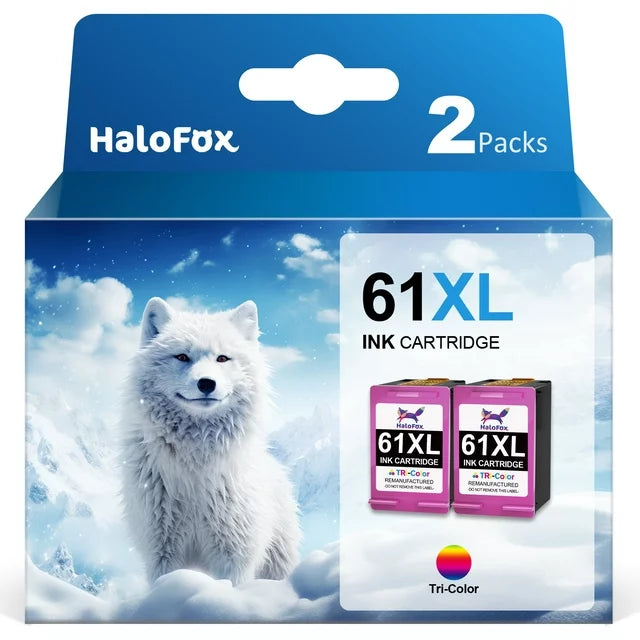 Halofox 61XL Color Ink Cartridge 61 XL Color Ink  2541 3050 OfficeJet 4630 4635 2620 Printer (Tri-color, 2-Pack)