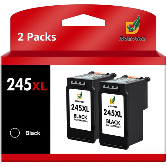 245 245XL Black Ink Cartridge Higher Yield Replacement  MX492 MG2522 TS3100 TS3122 TS3300 TS3322 TS3320 TR4500 TR4520 TR4522 (2 Black)