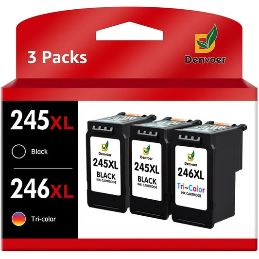 PG-245XL CL-246XL Ink Cartridge Replacement to use with MG2525 MG3020 TR4520 (2 Black, 1 Tri-color)