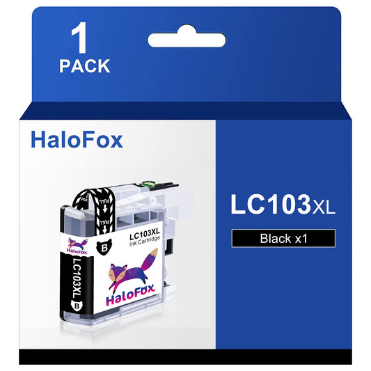 Halofox LC103XL LC103 XL Black Ink Cartridge Replacement for Brother(1 Pack)