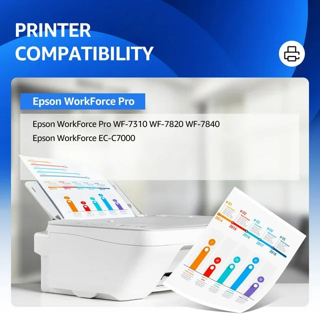 812XL Ink Cartridges compatible for Epson 812 Workforce Pro WF-7820 WF-7840 WF-7310 EC-C7000 Printer (BCMY, 4 Pack)