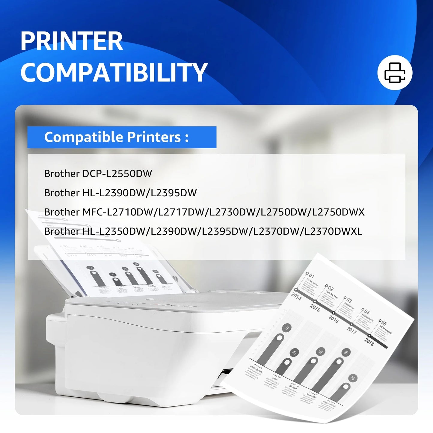 TN760 Toner Cartridge Replacement for Brother TN760 TN-760 TN730 TN-730 for MFC-L2710DW MFC-L2750DW HL-L2370DW HL-L2395DW DCP-L2550DW HL-L2350DW Printer Toner Cartridges(2 Black)