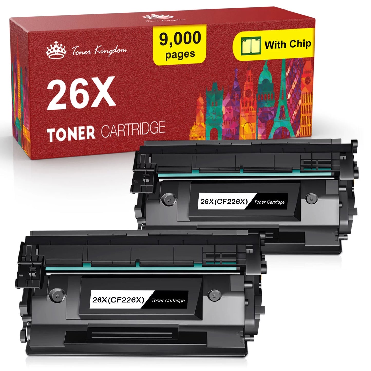 26X CF226X Toner for HP 26X CF226X Pro M402n M402dn M426 M402d M402dw Laser Jet MFP M426fdw M426fdn M402 M426dw Printer Ink (Black, 2-Pack)