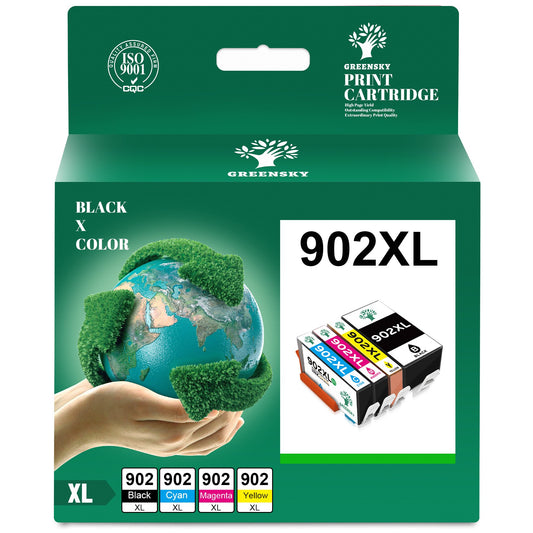 902 Ink Cartridges HP 902XL Ink Cartridges Combo Pack to use with HPPrinters (902 XL, Black, Cyan, Magenta, Yellow, 4-Pack)