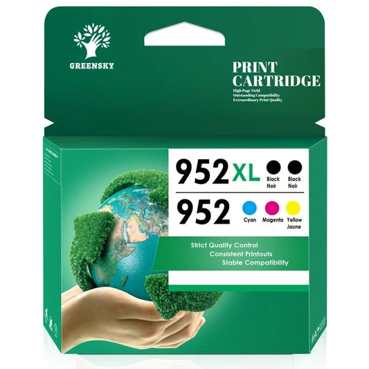 Greensky 952 XL Ink Cartridge Replacement for Printer(2 Black 1 Cyan 1 Yellow 1 Magenta)