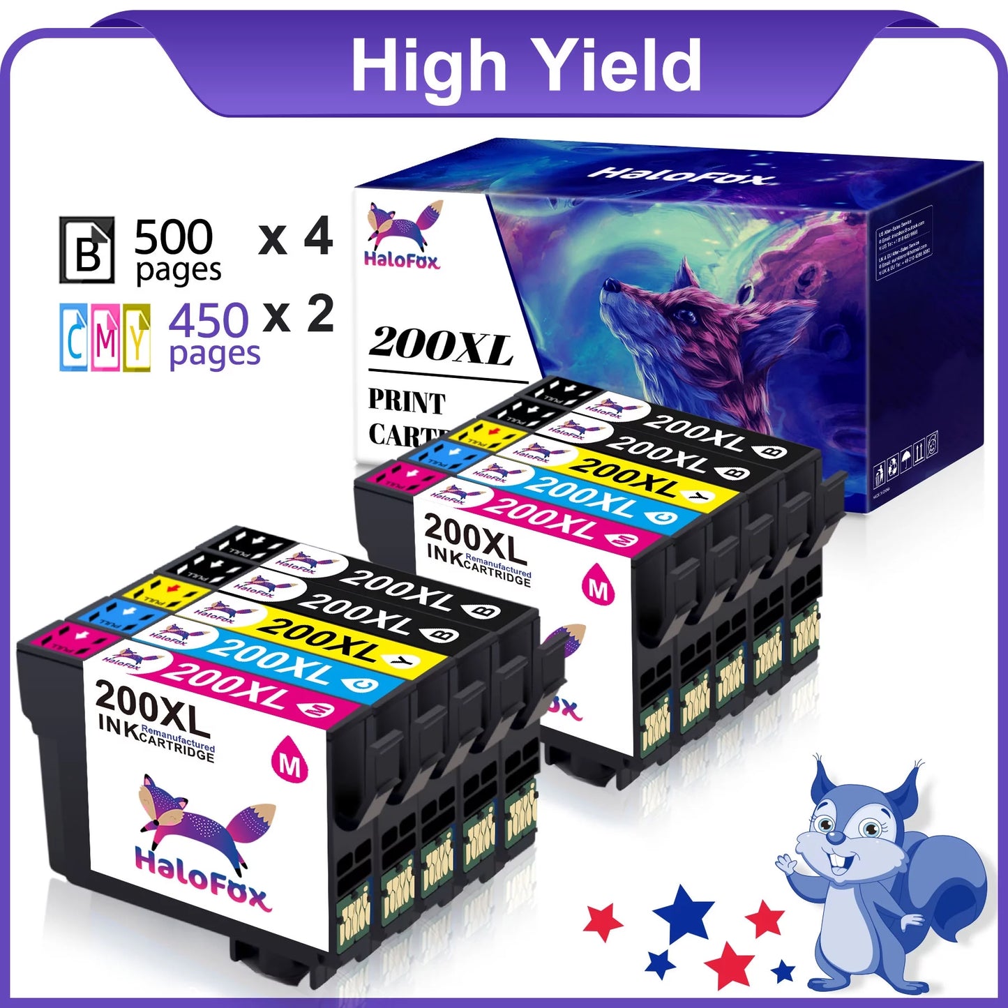 200 Ink Cartridge for Epson Printer(4 Black,2 Cyan,2 Magenta,2 Yellow)