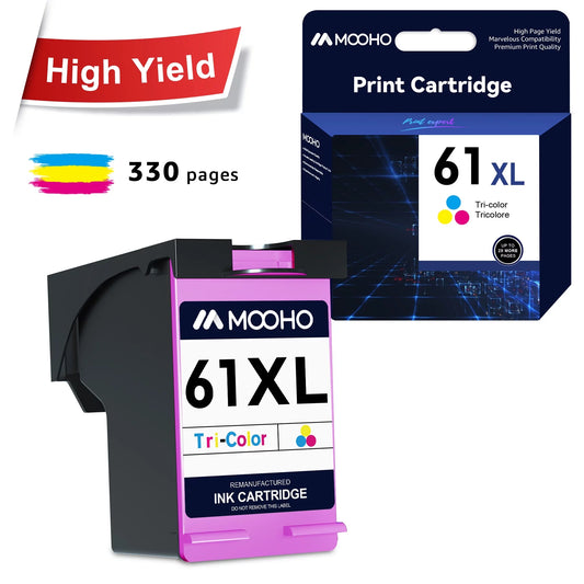 Mooho 61XL Color/Tri-Color Ink Cartridge Replacement for HP 61 Color Ink 61XL Color Ink Cartridges for HP Printer, Tri-color 1 Pack