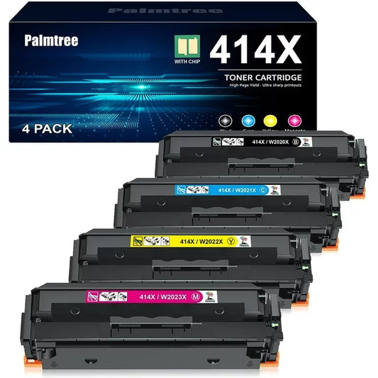 414X Toner Cartridges 4 Pack High Yield (with Chip) Replacement for HP (Black Cyan Magenta Yellow)