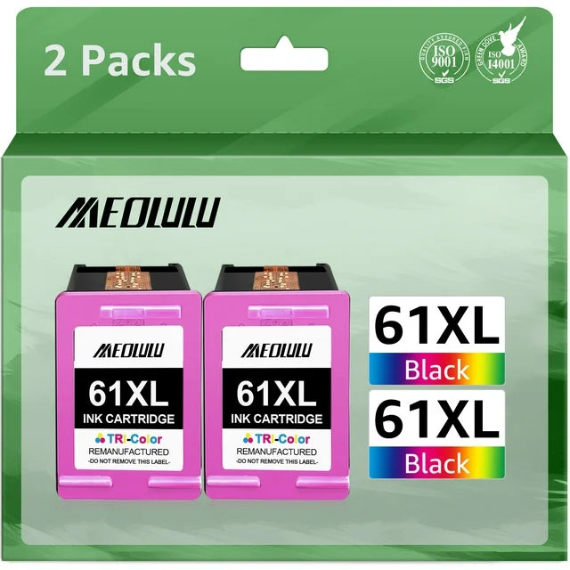 61XL Ink Cartridges Color Combo Replacement 055 1010 1510 3050 3510 OfficeJet 4630 4635 Printer (Color, 2-Pack)