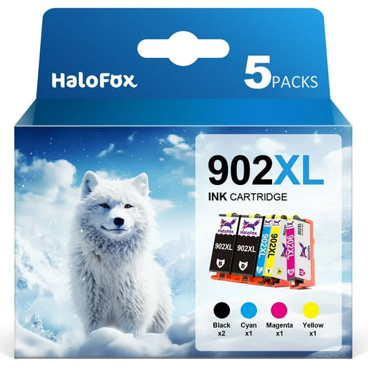 Halofox 902XL Ink Cartridges Replacement for  Pro 6975 6968 6962 6958 6970 6978 6960 6950 6954 6951 (2 Black, Cyan, Magenta, Yellow, 5 Pack)