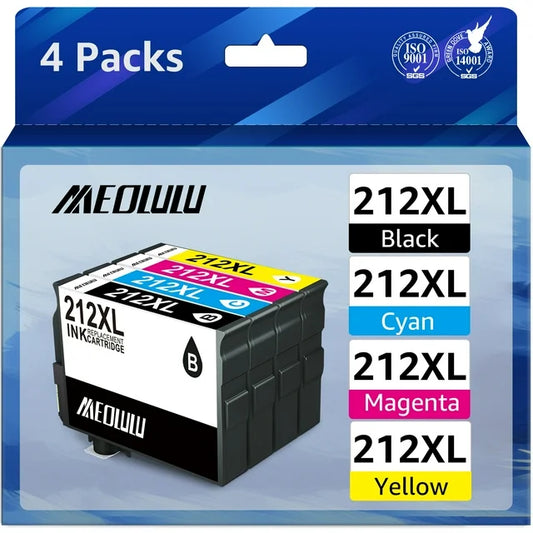 212XL 212 Ink Cartridges for Epson 212 ink  Workforce WF 2830 WF 2850 (4-Pack, Black Cyan Magenta Yellow)