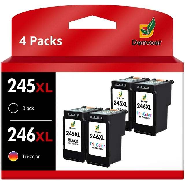 PG-245XL CL-246XL Ink Cartridge Replacement  to use with MG2525 MG3020 TR4520 (2 Black, 2 Tri-color)