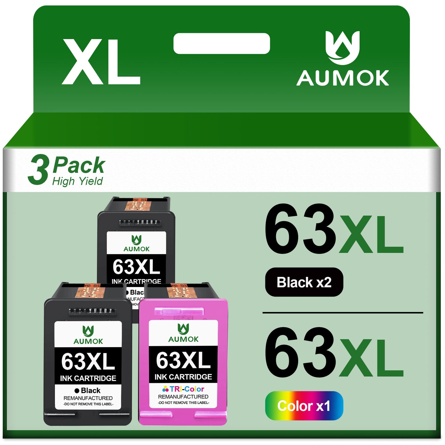 63 Ink 63XL Ink Cartridges Replacement for HP 63 XL HP 63XL Black Color Combo Pack Compatible with Officejet 3830 4650 4652 4655 5200 5252 5255 5258 Envy 4520 4512 Deskjet 1112 2132 3630 3632 Printer