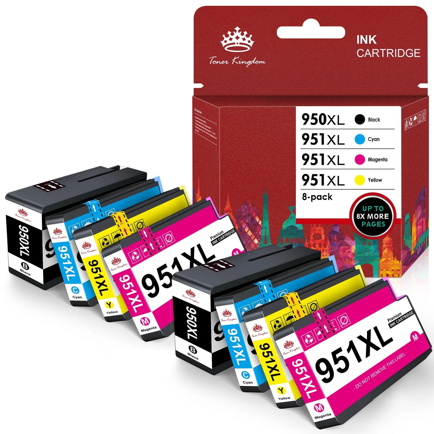 950XL 951XL Ink Cartridge (2 Black 2 Cyan 2 Magenta 2 Yellow, 8-Pack)