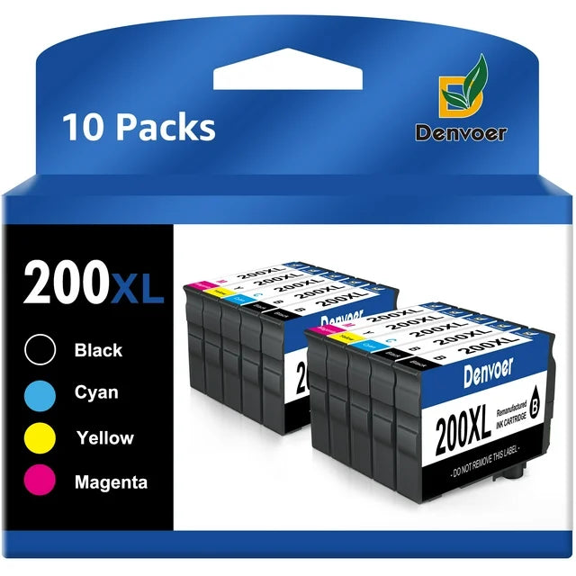 Denvoer 200 Ink Cartridges Replacement for  Expression Home XP-200 XP-300 XP-310 XP-400 Printer Ink (4B/2C/2M/2Y)