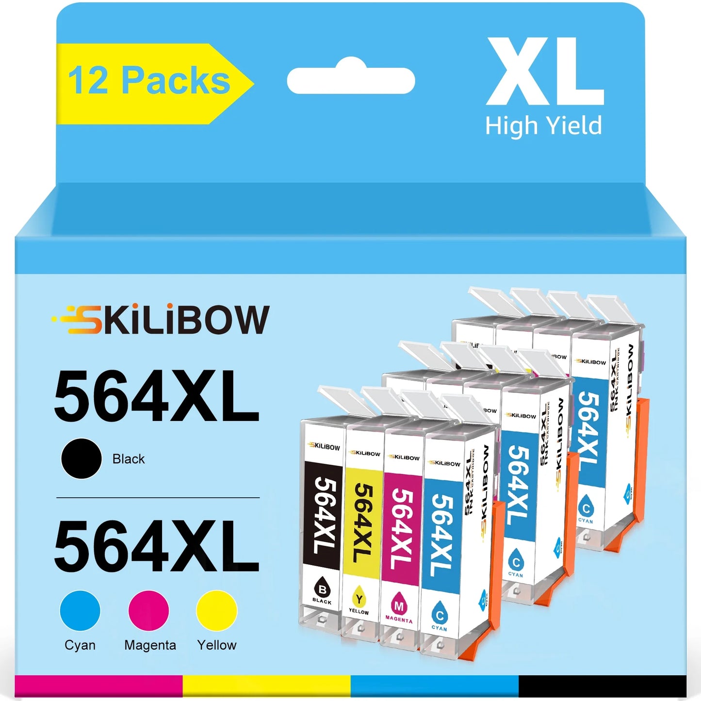 564XL Ink Cartridge Replacement for HP 564 XL 564XL High Yield for DeskJet 3520 3522   Photosmart 7520 6520 5520 7525 5514 7510 OfficeJet 4620 Printers (12 Combo Pack)