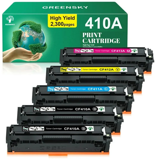 5-Pack 410A Toner Cartridge Replacement for HP (2 Black, Cyan, Magenta, Yellow)