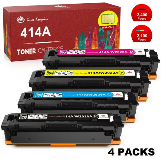 414A Toner Cartridge 4 Pack (With Chip)  W2023A for Color Laserjet Pro M454dn M479fdw (4 Pack)