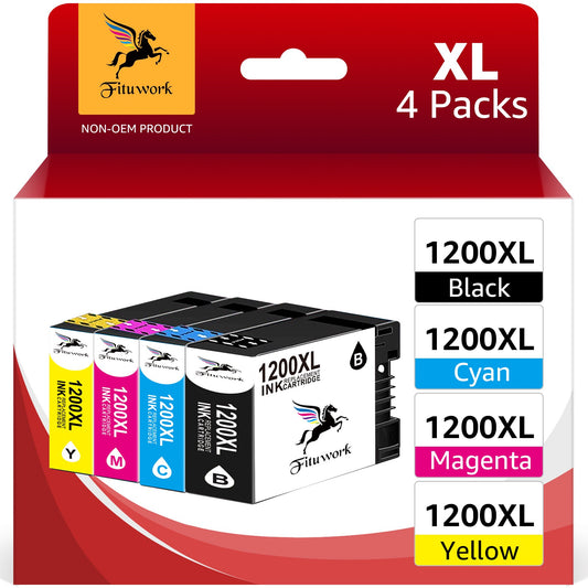 Canon 1200XL PGI 1200XL Ink Cartridges Replacement for Canon (Black, Cyan, Magenta, Yellow, 4-Pack)