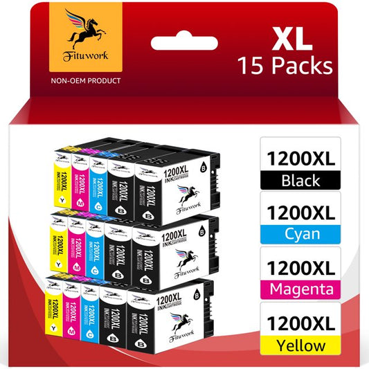 15-Pack PGI 1200XL Ink Cartridge Replacement for Canon (6 Black, 3 Cyan, 3 Magenta, 3 Yellow, 15-Pack)