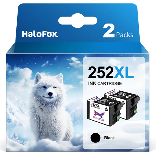 252XL 252 Ink Cartridge for Epson Ink 252 XL 252XL  7720 WF-3640 WF-3620 Printer (2 Black)