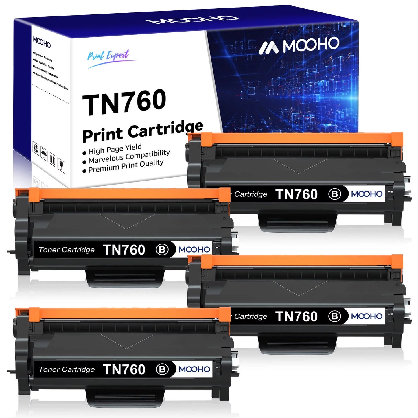 Mooho Compatible Toner Cartridge for Brother (Black, 4 Pack)