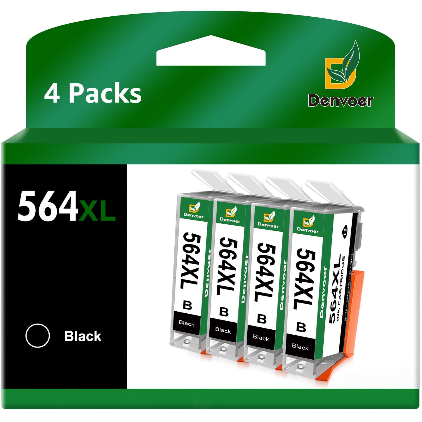 564XL Ink 564 XL Black Ink Cartridge  3522 Photosmart 7520 6520 5520 7525 5514 7510 OfficeJet 4620 Printers (4 Black)