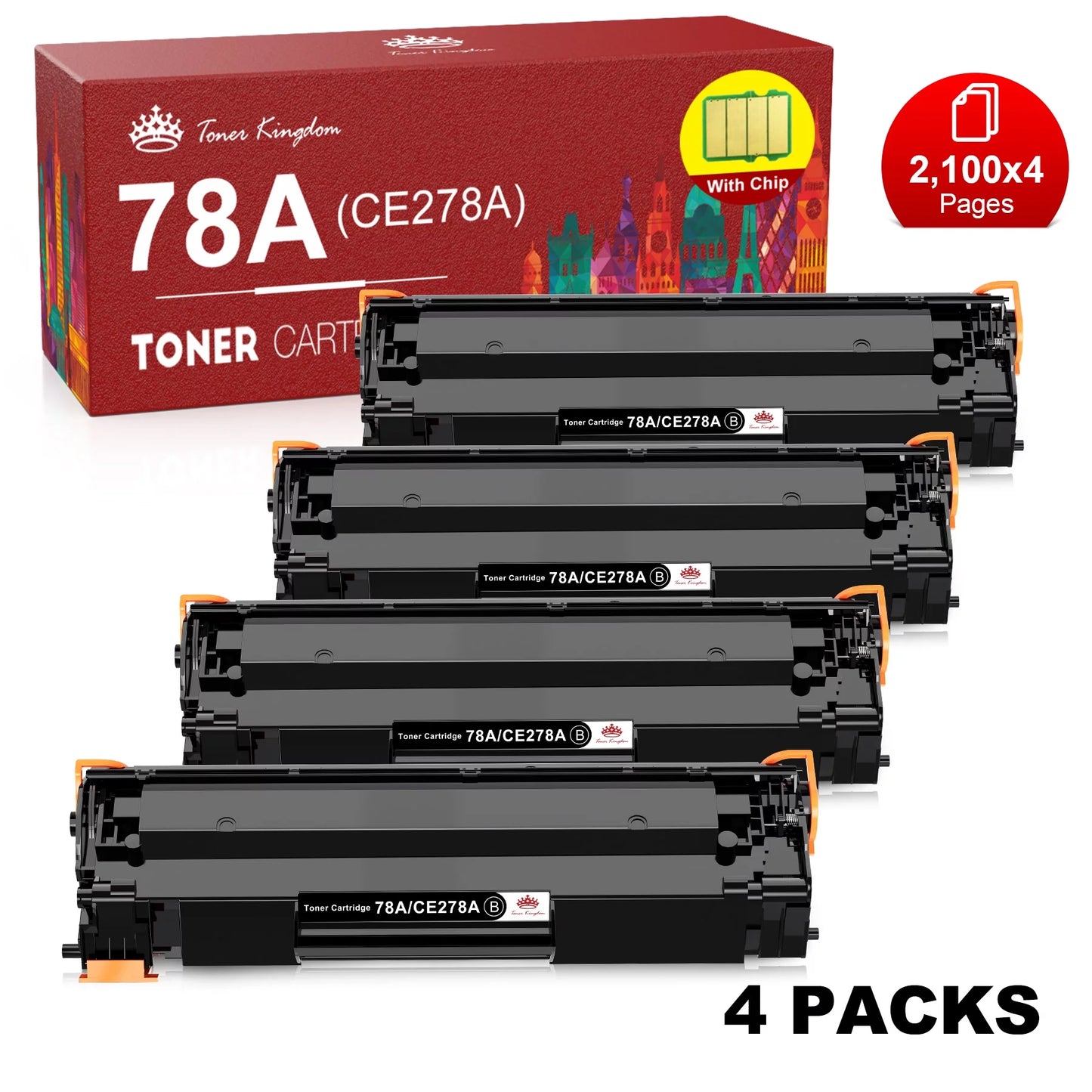 Toner Kingdom 78A Toner Cartridges Replacement for HP  (Black, 4 Pack)