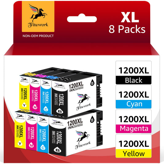 8-Pack Canon PGI 1200XL Ink Cartridges Replacement for Canon (2 Black, 2 Cyan, 2 Magenta, 2 Yellow)