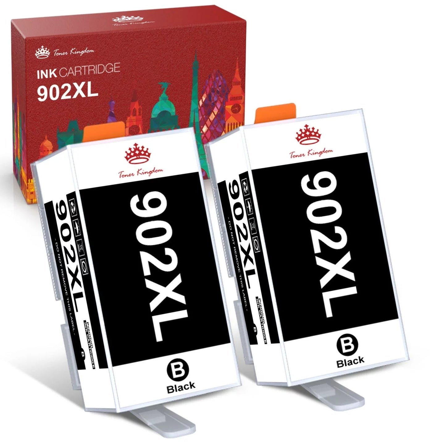 Tonerkingdom 902XL 902 XL Ink Cartridges Replacement for HP 2 Black