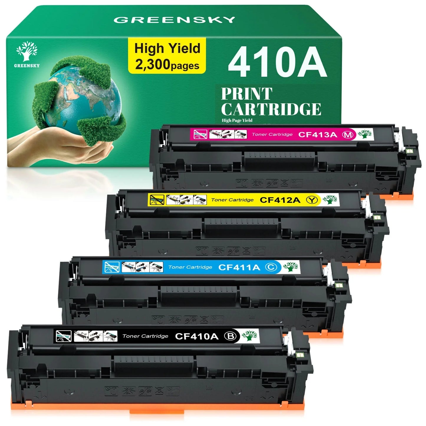 410A Toner Cartridges CF410A Compatible with HP（Black Cyan Magenta Yellow, 4 Packs）