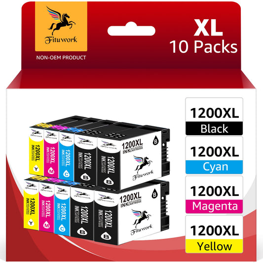 10-Pack PGI 1200XL Ink Cartridge Replacement for Canon (4 Black, 2 Cyan, 2 Magenta, 2 Yellow)