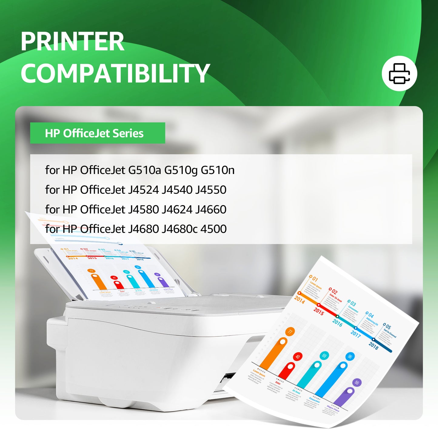 Printer Ink 901XL 901 XL Ink Cartridges 901XL Black Ink Cartridges for 901 HP Ink Cartridges Used for HP Officejet 4500 J4500 J4524 J4540 J4550 J4580 J4624 J4640 J4660 J4680 J4680C Printer, 2 Black