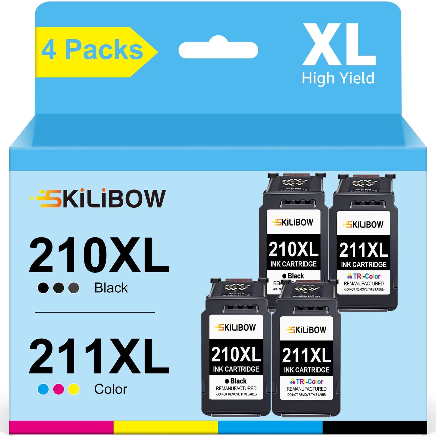 211XL PG-210XL Ink Cartridge Combo Pack Compatible with Canon(2 Black 1 Tri-Color)