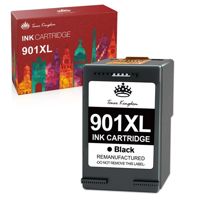 Tonerkingdom 901XL Ink Cartridge 901 Black Ink Cartridge for HP Printer (1 Black)