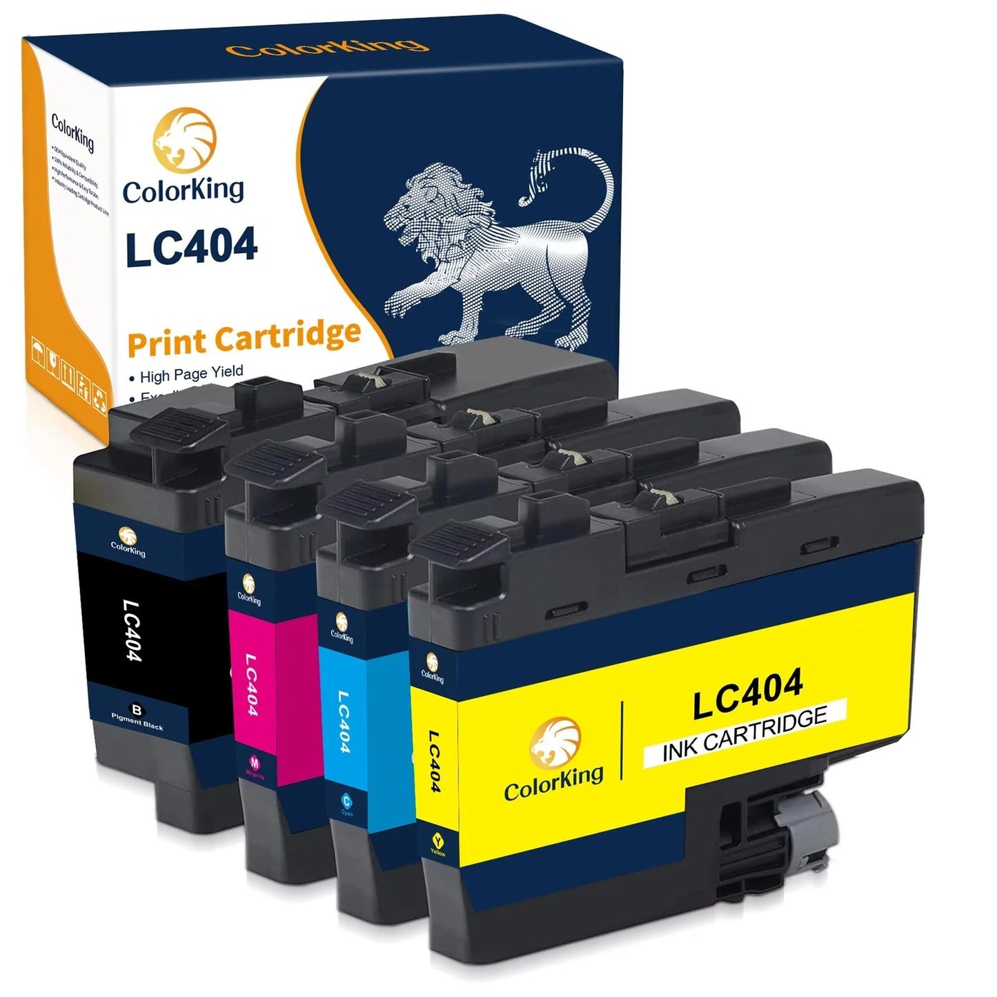 Ink Cartridges LC404 Ink Replacement for Brother Printer (Black, Cyan, Magenta, Yellow, 4 Packs)