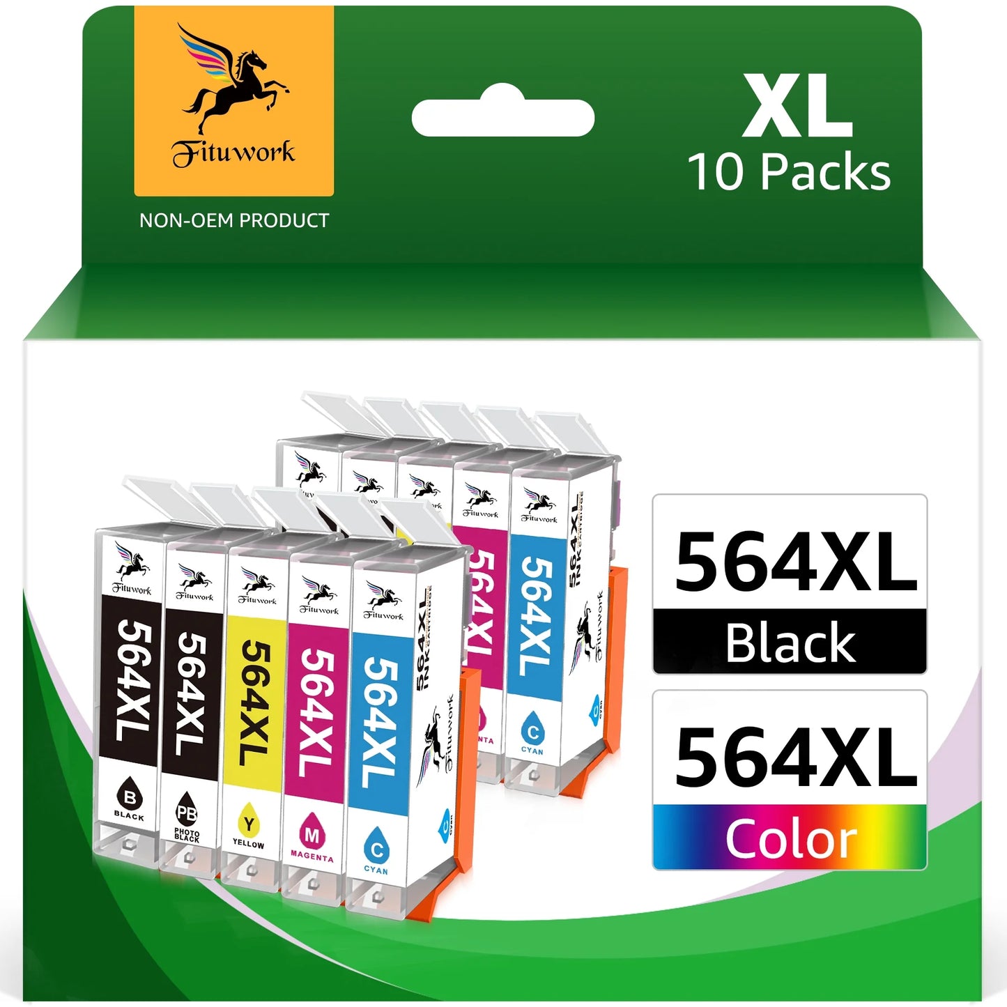 564XL Ink Cartridge fit HP 564 XL 564 Ink  7560 Printer (10 Packs, 2 Black,2 PB, 2 Cyan, 2 Magenta, 2 Yellow)