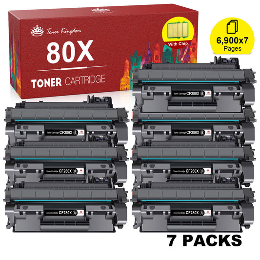 80X CF280X Compatible Toner Cartridge Replacements for HP (Black, 7-Pack)